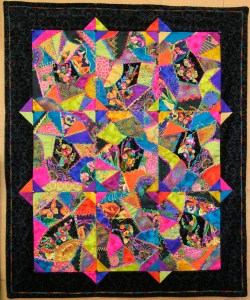 colouful patchwork with embroidered elements at the seams