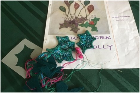 stumpwork holly sample