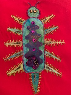 humourous bug on red background