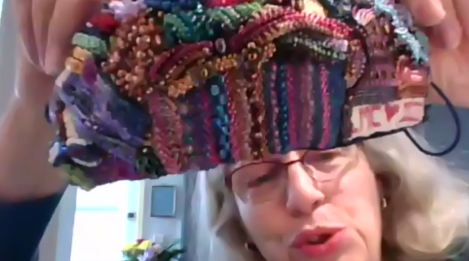 bead encrusted face mask and maker