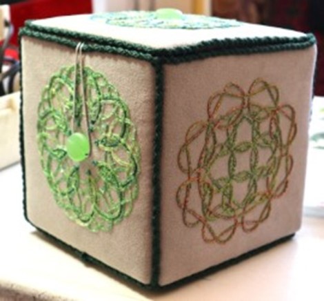 exterior of fabric box with embroidery