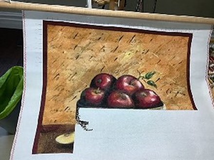 partially done cross stitch piece