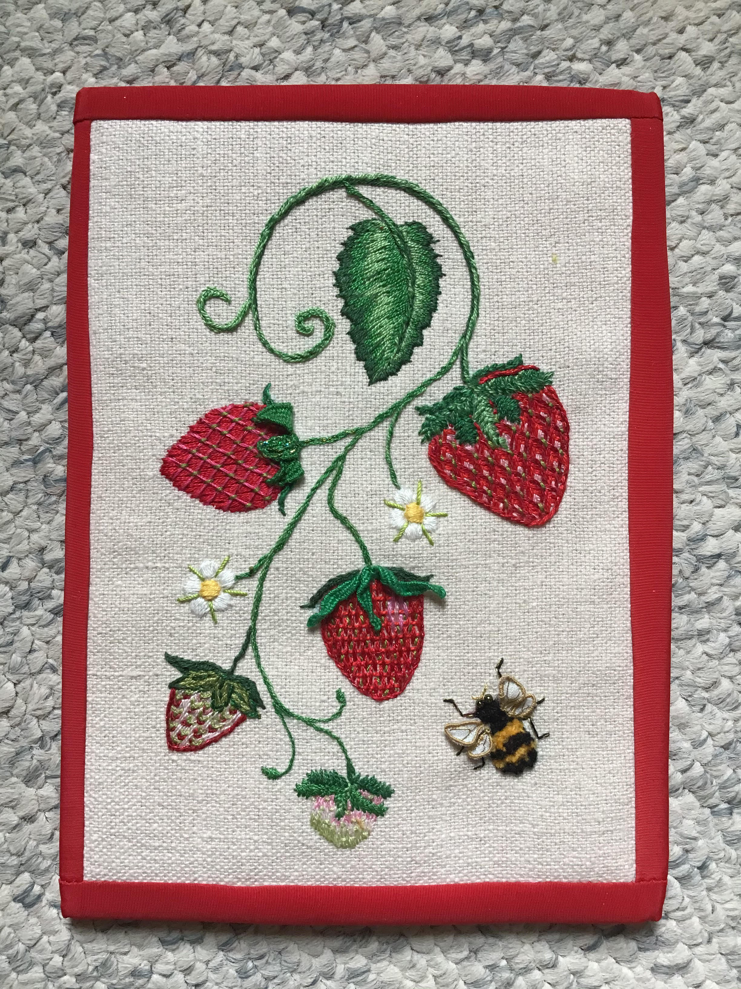 embroidery of 3 strawberries