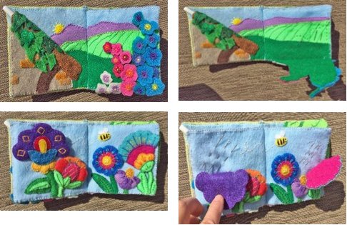 needlebook with folding felt flowers