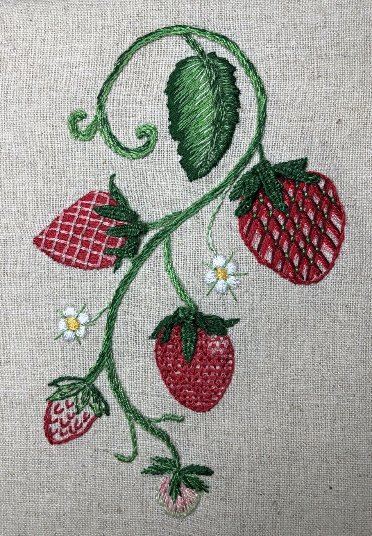 embroidery of 3 strawberries