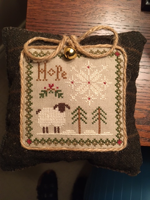 pillow with sheep, snowflake, Hope