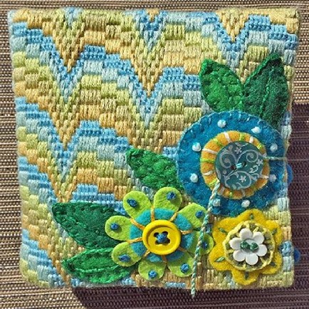 small needlebook with felt flowers