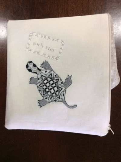 black & white turtle in Zentangle style