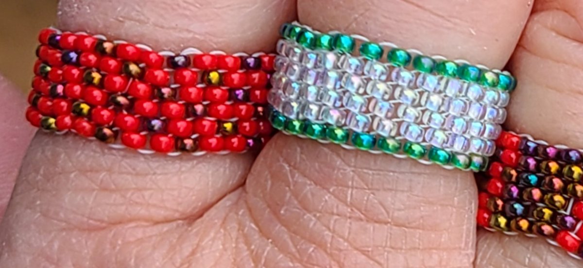 closeup of 2 beaded rings