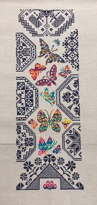 blackwork shapes and colourful butterflies
