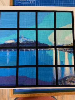 entirely cross-stitched quilt