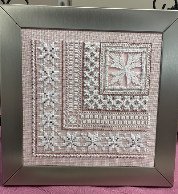whitework on pink linen
