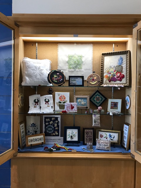 various pieces in display case