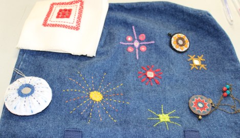 a sampler of motifs incorporating shisha mirrors